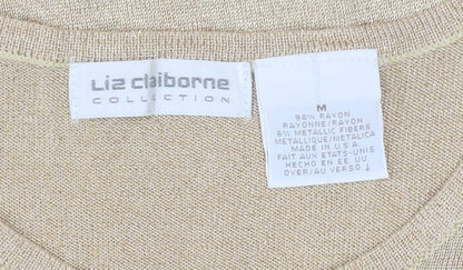 Liz Claiborne Women’s Beige Metallic Rayon Short Sleeve T-Shirt M