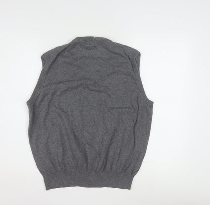 Dockers Men's Grey Argyle V-Neck Cotton Sleeveless Vest L