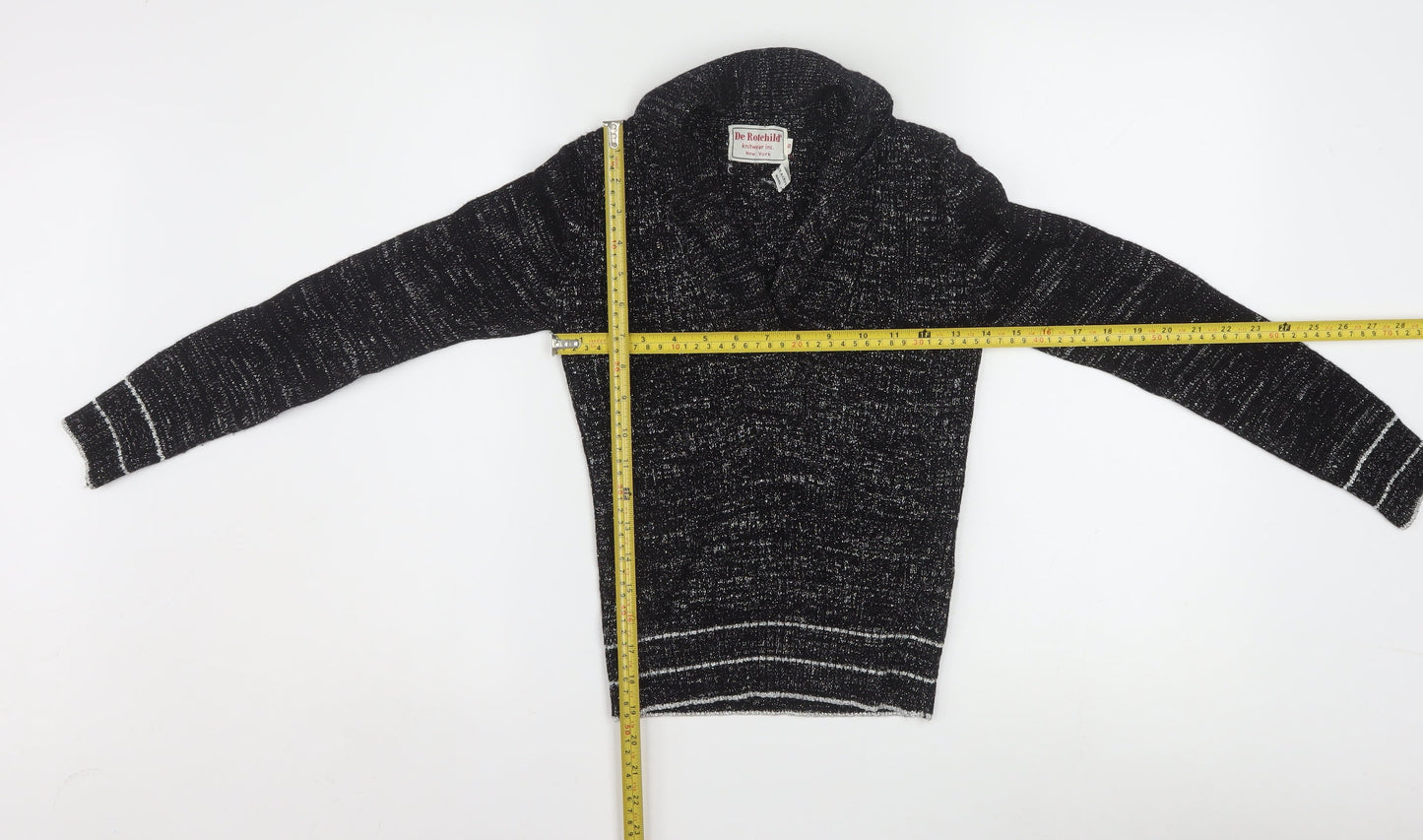 De Rotchild Womens Black V-Neck Knit Pullover Jumper Size S
