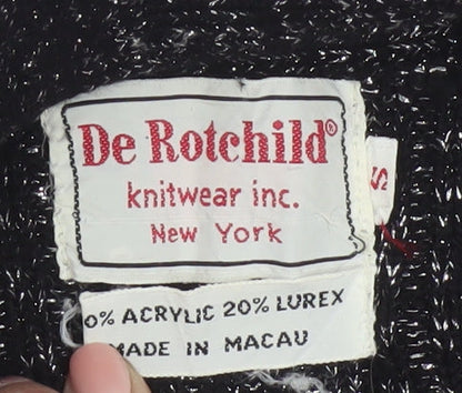 De Rotchild Womens Black V-Neck Knit Pullover Jumper Size S