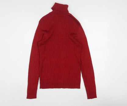 Charter Club Women's Red Roll Neck Silk Blend Jumper Size M