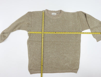 Studio C Women's Beige Metallic Knit Pullover Jumper M