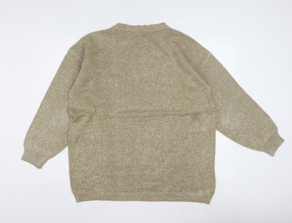 Studio C Women's Beige Metallic Knit Pullover Jumper M
