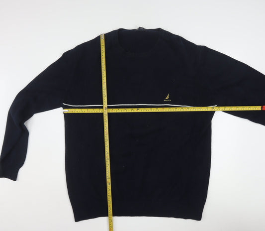 Nautica Men’s Blue Cotton Crew Neck Pullover Jumper XL