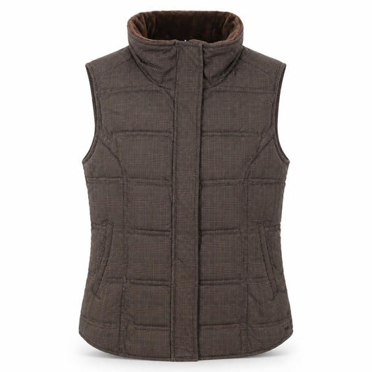 Tommy Hilfiger Women's Brown Check Padded Waistcoat M