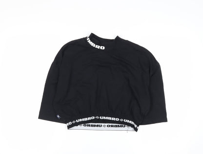 Umbro Women's Black Cropped Logo High Neck T-Shirt Size S