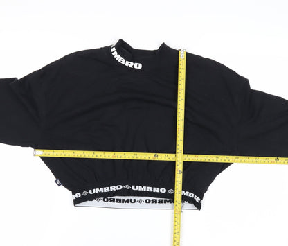 Umbro Women's Black Cropped Logo High Neck T-Shirt Size S