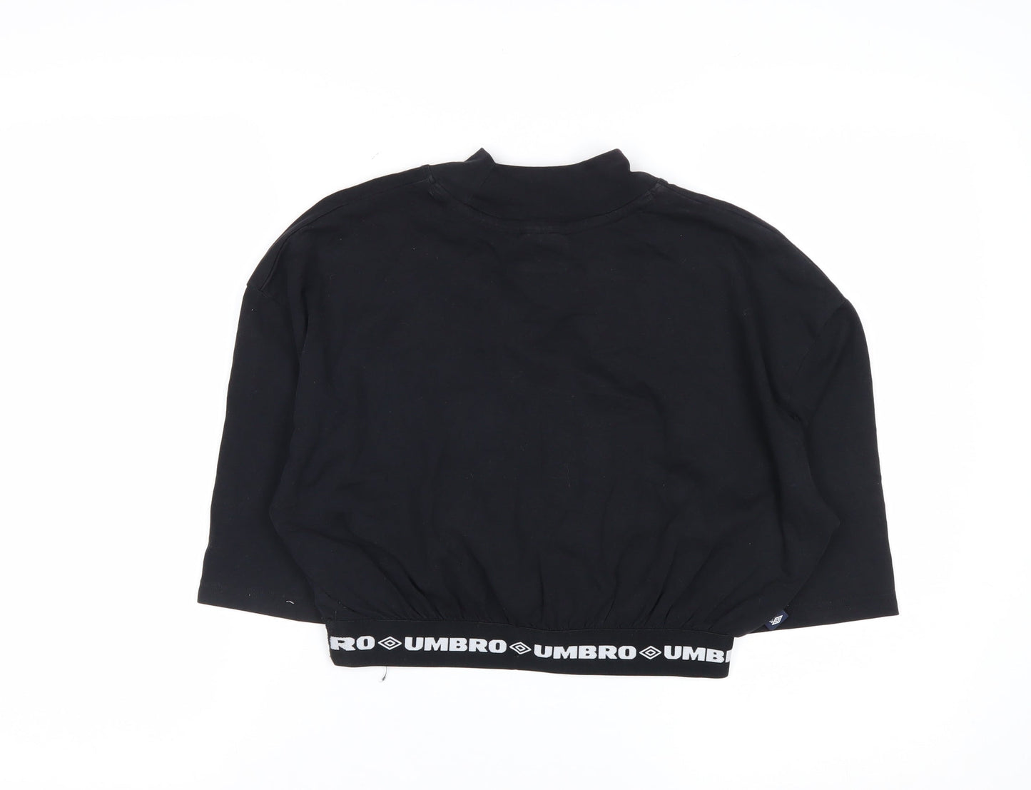 Umbro Women's Black Cropped Logo High Neck T-Shirt Size S