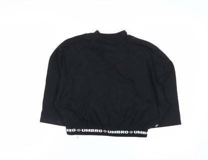 Umbro Women's Black Cropped Logo High Neck T-Shirt Size S