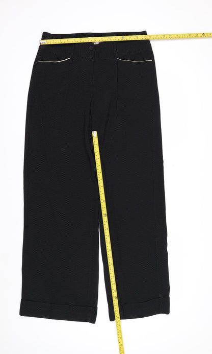White House Black Market Womens Black Polka Dot Cropped Trousers Size 12