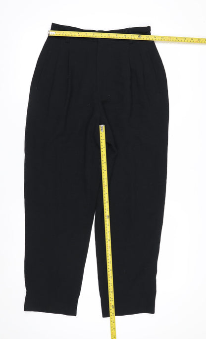 YL by Yair Women's Black High Rise Pleated Tapered Trousers Size 6