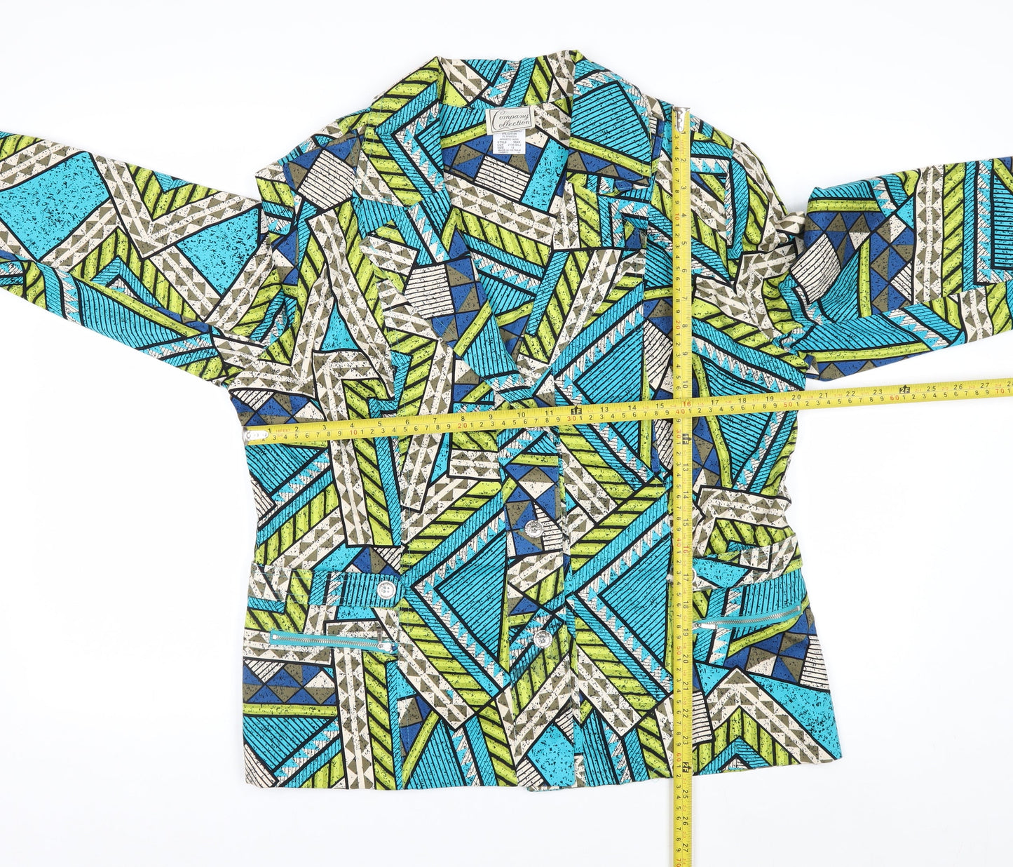 Company Collection Women's Multicoloured Geometric Cotton Blazer Jacket Size 12