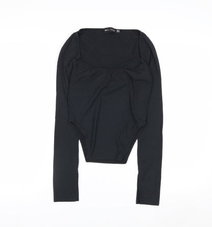 PrettyLittleThing Women Black Size 6 Slim Fit Long Sleeve Bodysuit