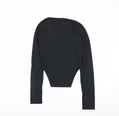 PrettyLittleThing Women Black Size 6 Slim Fit Long Sleeve Bodysuit