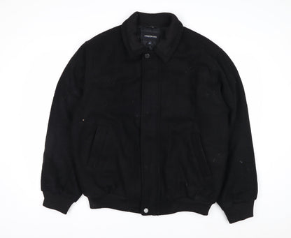 London Fog Men's Black Wool Bomber Jacket Size L Wool Blend