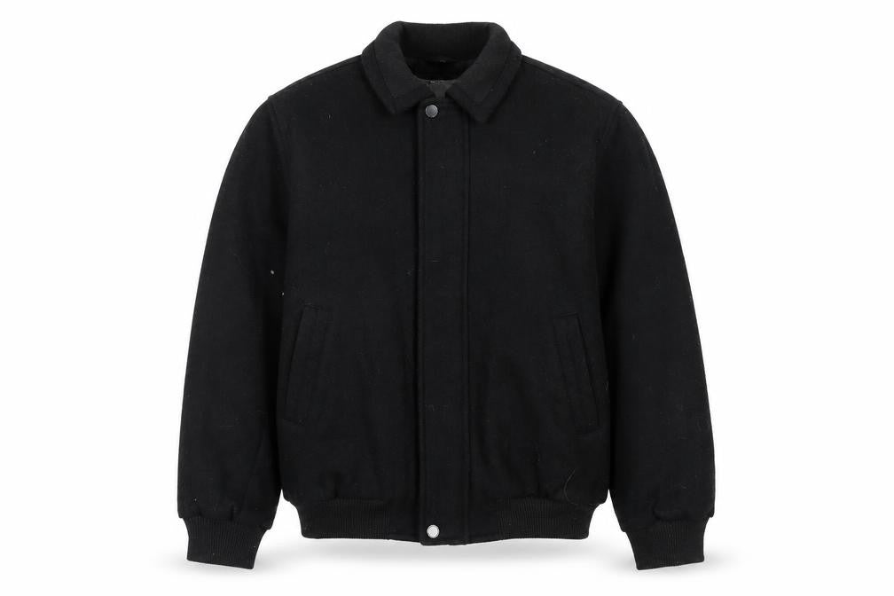 London Fog Men's Black Wool Bomber Jacket Size L Wool Blend