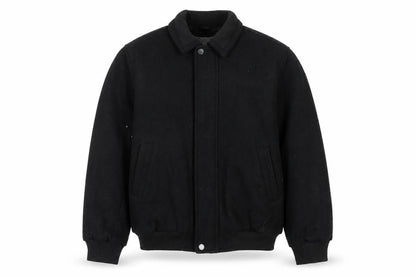 London Fog Men's Black Wool Bomber Jacket Size L Wool Blend