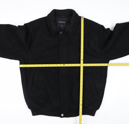 London Fog Men's Black Wool Bomber Jacket Size L Wool Blend
