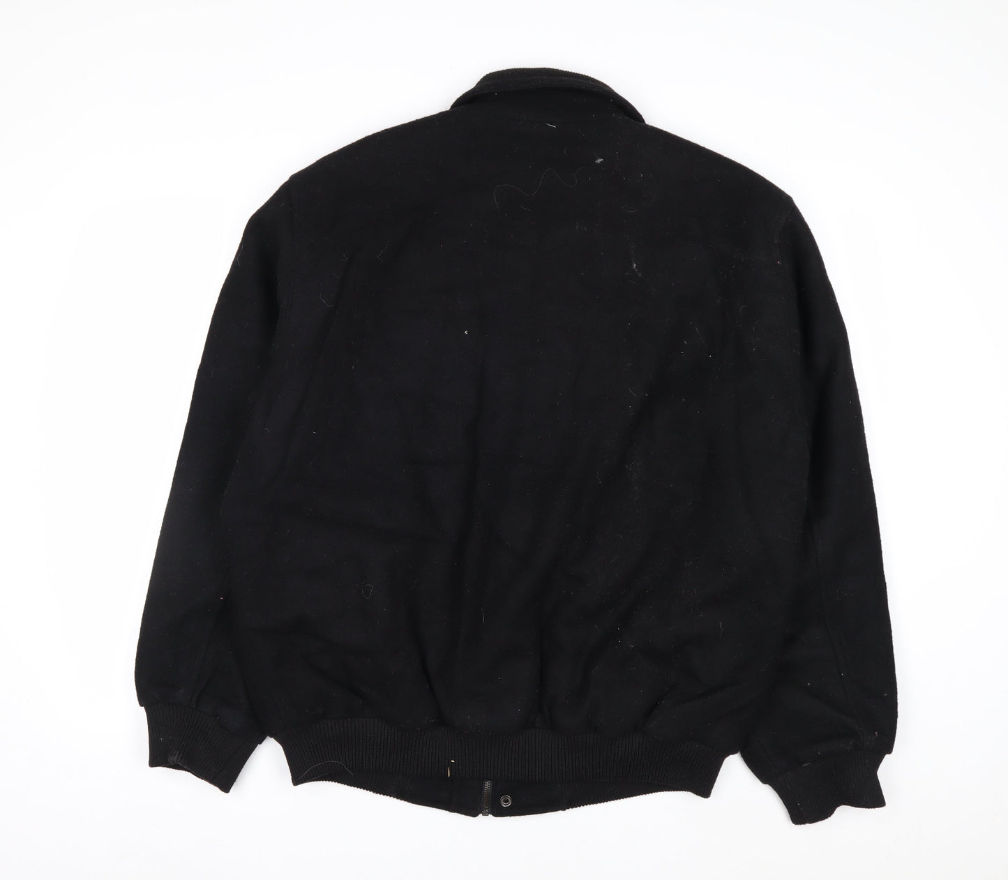 London Fog Men's Black Wool Bomber Jacket Size L Wool Blend