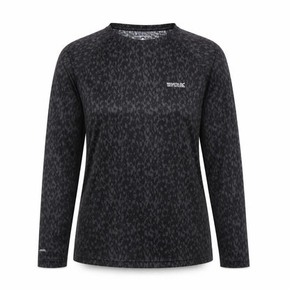 Regatta Womens Black Animal Print Long Sleeve Outdoor T-Shirt Size 14