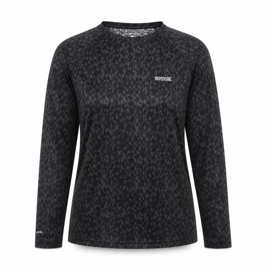 Regatta Womens Black Animal Print Long Sleeve Outdoor T-Shirt Size 14