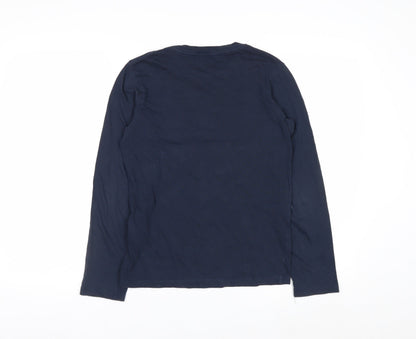 Diesel Boys Blue 12 Years Long Sleeve Cotton Graphic T-Shirt