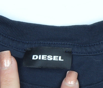 Diesel Boys Blue 12 Years Long Sleeve Cotton Graphic T-Shirt