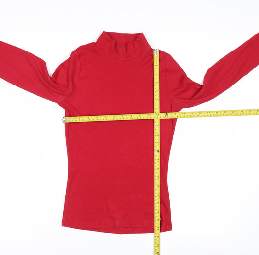Hollister Women's Red Mock Neck Long Sleeve Cotton Top M