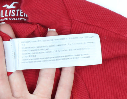 Hollister Women's Red Mock Neck Long Sleeve Cotton Top M