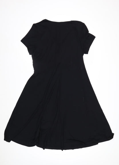 BODYFLIRT Women’s Black V-Neck Twist Front A-Line Dress Size L