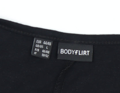 BODYFLIRT Women’s Black V-Neck Twist Front A-Line Dress Size L