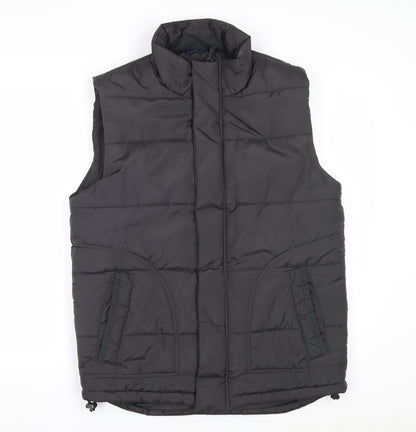 TU Men's Black Puffer Waistcoat Small Regular Fit Polyester