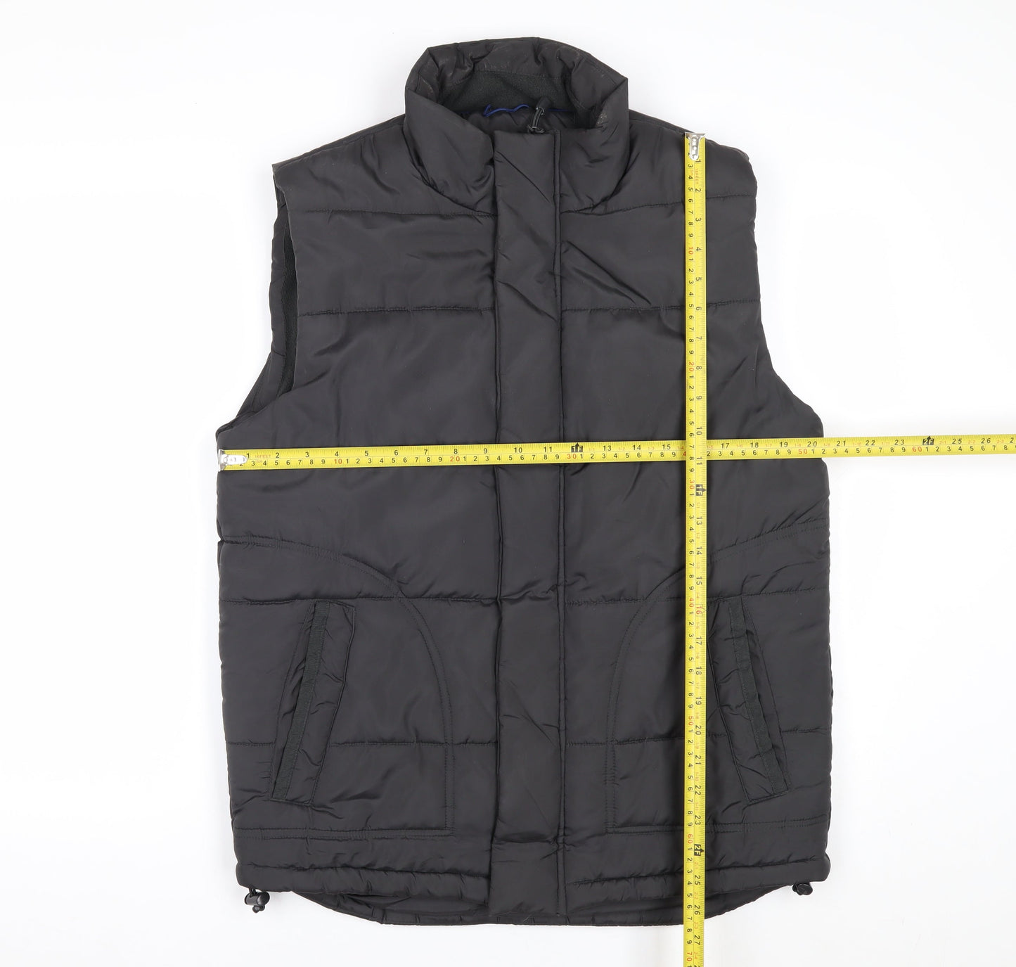 TU Men's Black Puffer Waistcoat Small Regular Fit Polyester