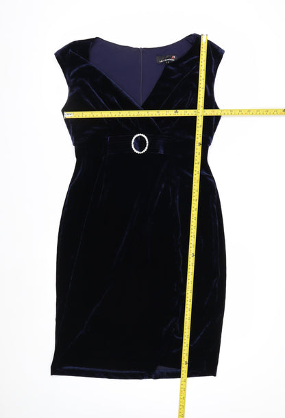 Laura Petites Women’s Blue Velvet Sheath Dress Size 12 Petites