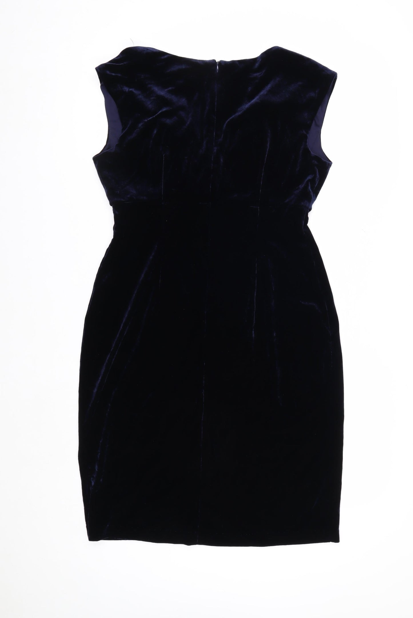 Laura Petites Women’s Blue Velvet Sheath Dress Size 12 Petites