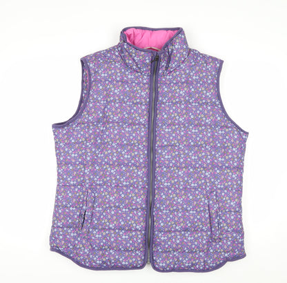 Tu Women’s Purple Floral Padded Waistcoat Size 18 Full Zip