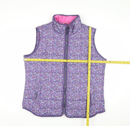 Tu Women’s Purple Floral Padded Waistcoat Size 18 Full Zip
