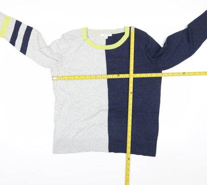 White Stuff Women's Multicoloured Crew Neck Pullover Jumper UK 12