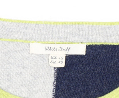 White Stuff Women's Multicoloured Crew Neck Pullover Jumper UK 12