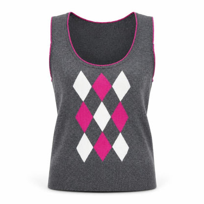 Austin Reed Women’s Grey Argyle Sleeveless Knit Vest M