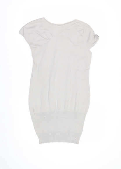 Karen Millen Women's Beige Short Sleeve Scoop Neck Pullover Jumper Size 12