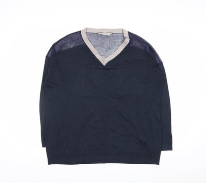 Nine by Savannah Miller Women's Blue V-Neck Long Sleeve Jumper Size 14