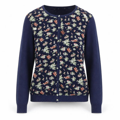 Urban Rose Women's Navy Floral Cardigan Medium Cotton Blend