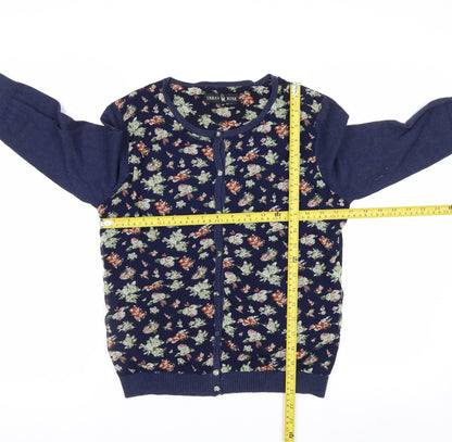 Urban Rose Women's Navy Floral Cardigan Medium Cotton Blend