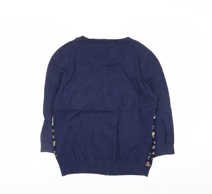 Urban Rose Women's Navy Floral Cardigan Medium Cotton Blend