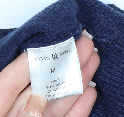 Urban Rose Women's Navy Floral Cardigan Medium Cotton Blend