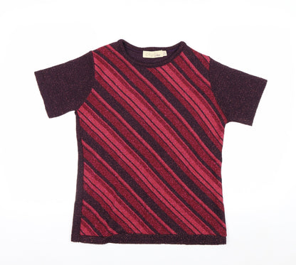 Style by EWM Womens Purple Striped Glitter Knit Jumper Size S 10-12
