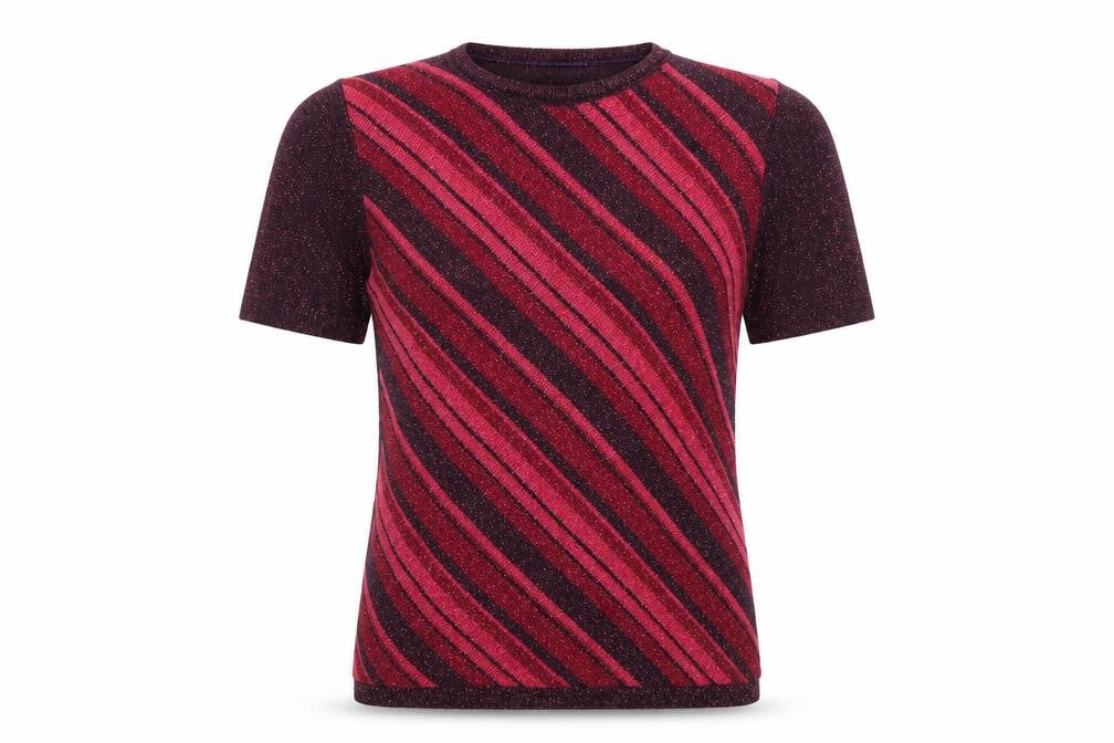 Style by EWM Womens Purple Striped Glitter Knit Jumper Size S 10-12