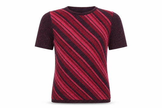 Style by EWM Womens Purple Striped Glitter Knit Jumper Size S 10-12