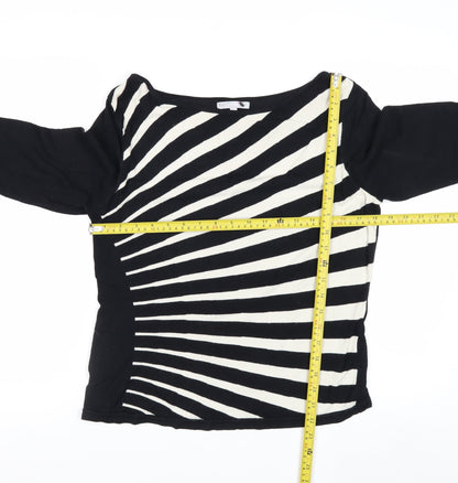 Marks and Spencer Per Una Women’s Black Beige Striped Jumper Size 16